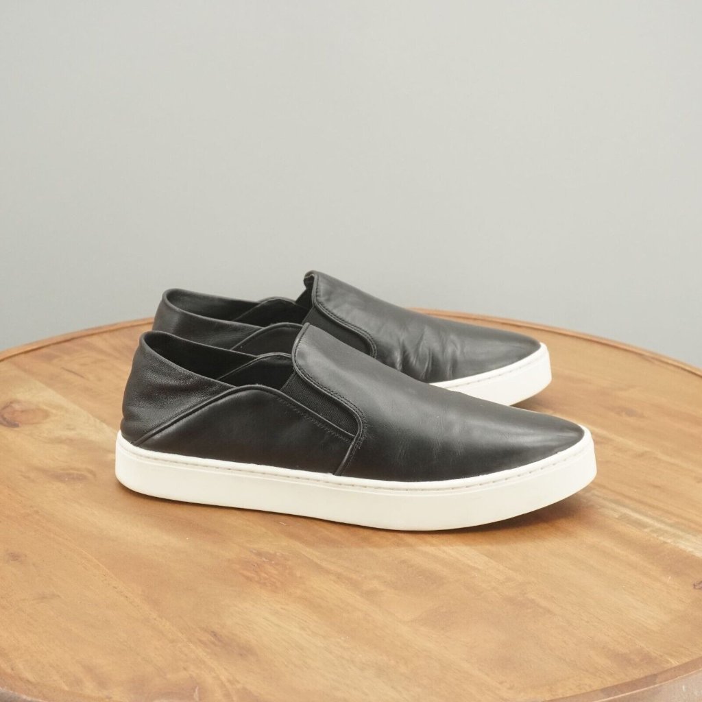 Vince Womens Garvey Sneakers Slip On Pointed Toe Black Leather Size 7m